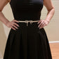 Thin Metallic Belt with Polished Bow Accent and Adjustable Fit 27.5x0.4in