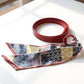 Faux Leather Belt with Patterned Scarf Tie and Metal Loop Detail 53x0.8in