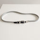 Slim Metallic Belt with Adjustable Buckle and Faux Leather Accents 39.5x0.3in