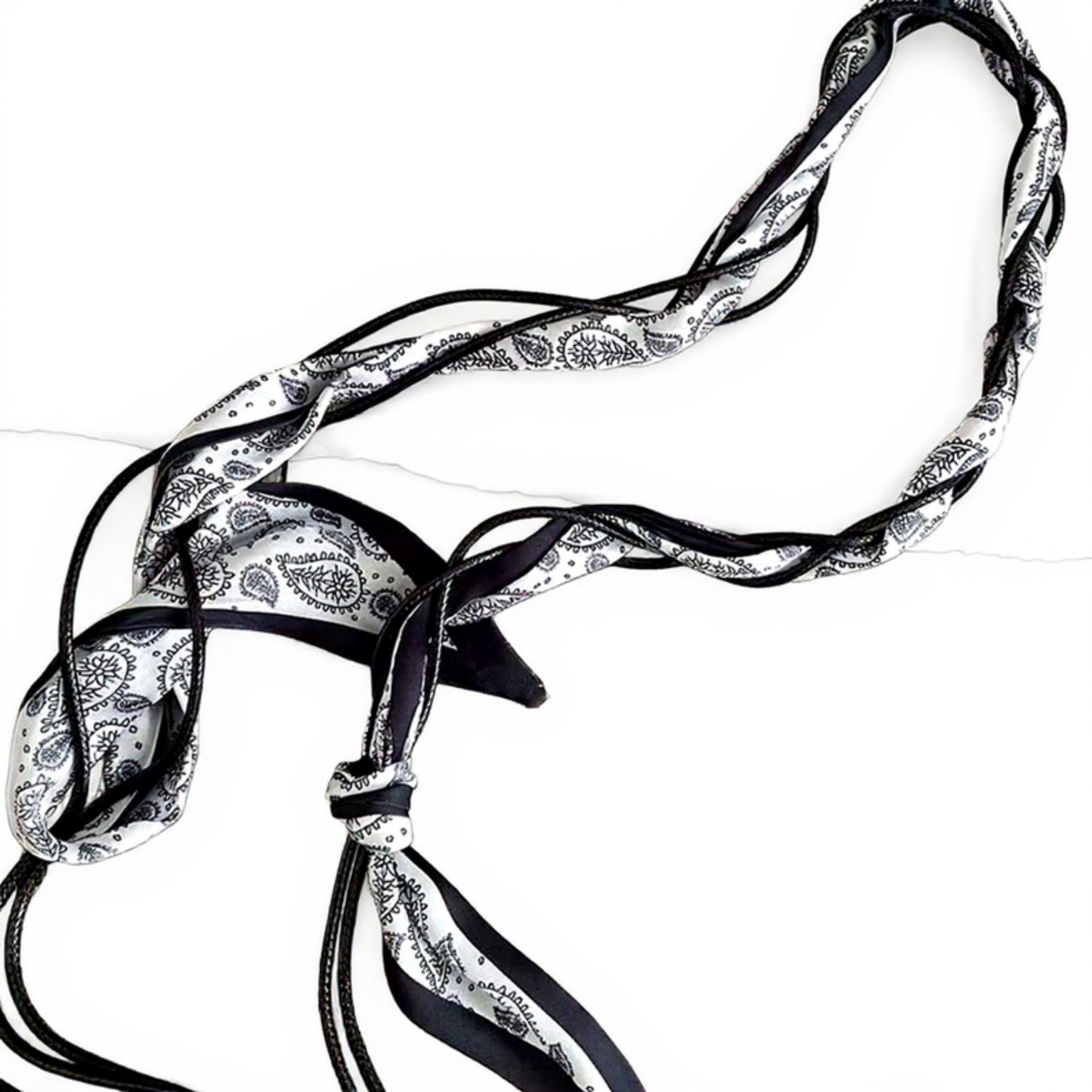 Slim Rope Belt with Wood Bead Tassel Ends and Adjustable Knot Design 51in