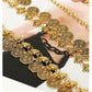 Layered Coin Charm Chain Belt with Adjustable Fit and Textured Detailing 43.5x1.5in
