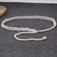 Faux Pearl Beaded Waist Chain Belt with Clustered Design and Adjustable Length 45.5x0.6in