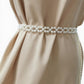 Faux Pearl Beaded Waist Chain Belt with Clustered Design and Adjustable Length 45.5x0.6in