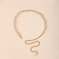 Pearl Beaded Chain Belt with Adjustable Drop Chain and Decorative Accents 43.5x0.6in