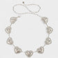 Heart Chain Belt with Textured Linked Design and Adjustable Fit 43.5x1.5in