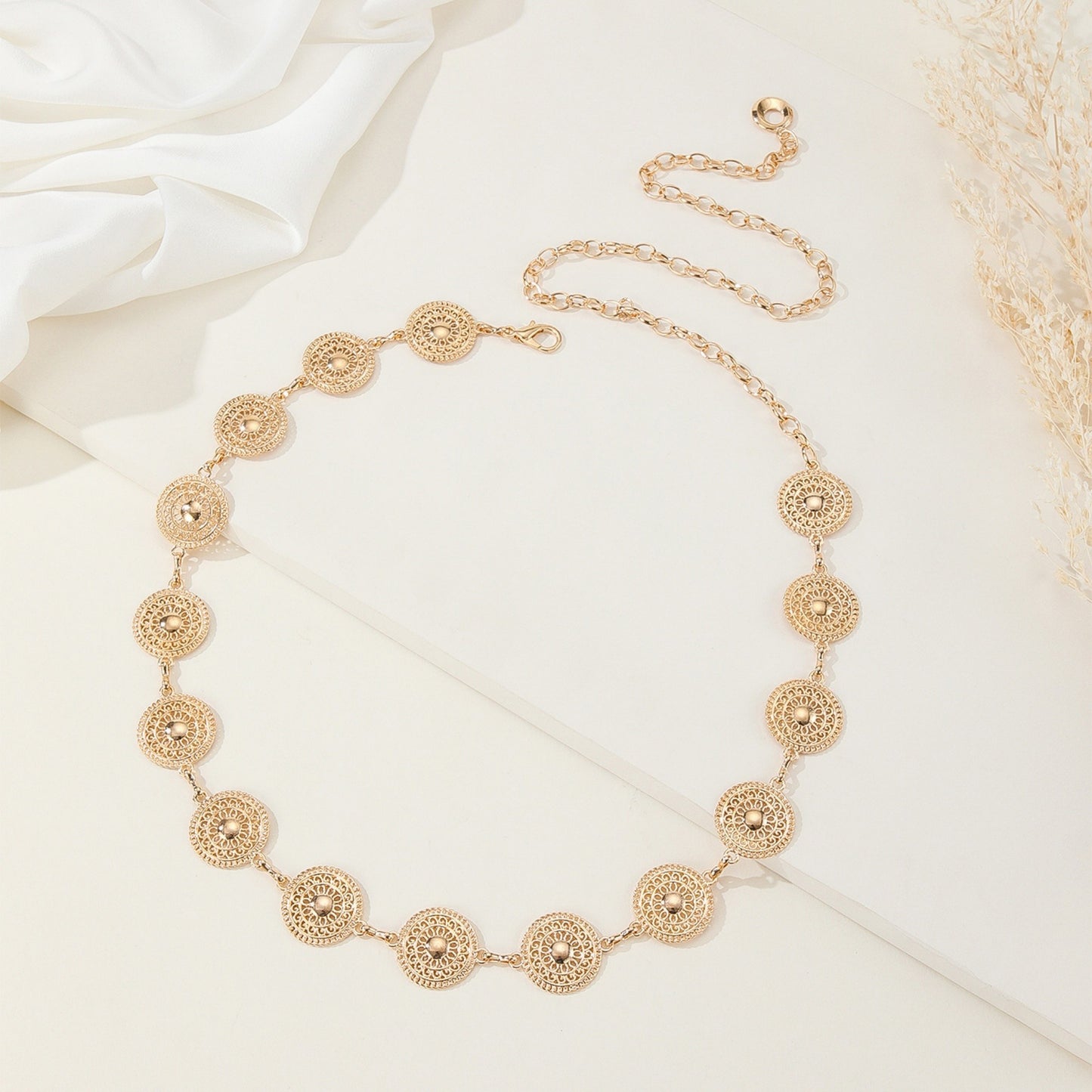 Round Disc Chain Belt with Adjustable Link Closure 41.5x1in