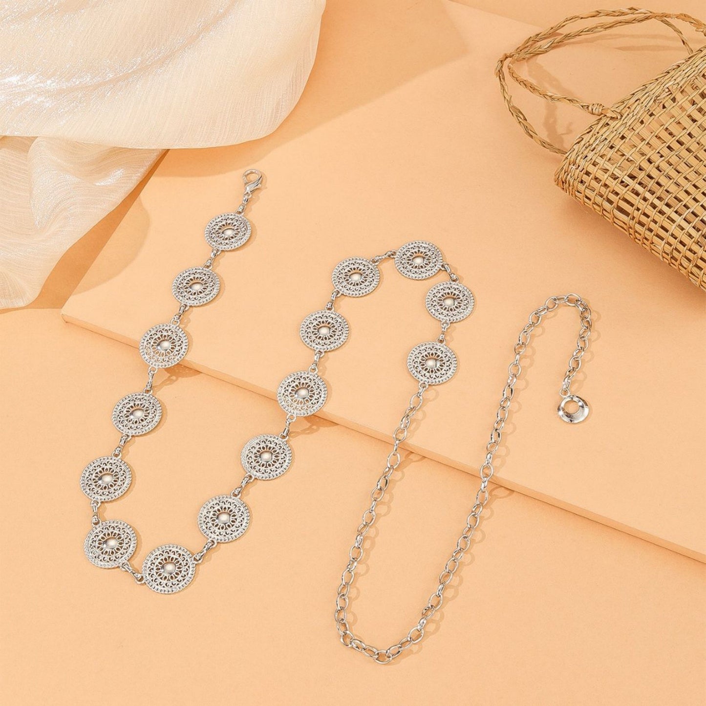 Round Disc Chain Belt with Adjustable Link Closure 41.5x1in