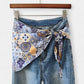 Scarf Belt with Intricate Pattern and Side Knot Detail 45.5x12.5in