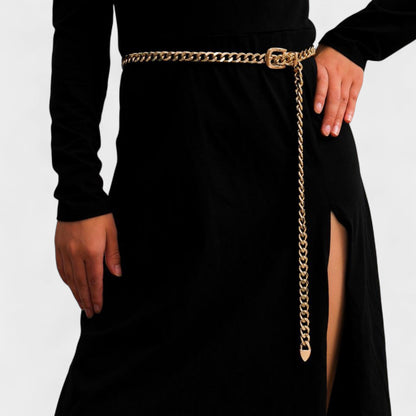 Chain Belt with Buckle Detail and Long Drop Accent 41.5x0.6in