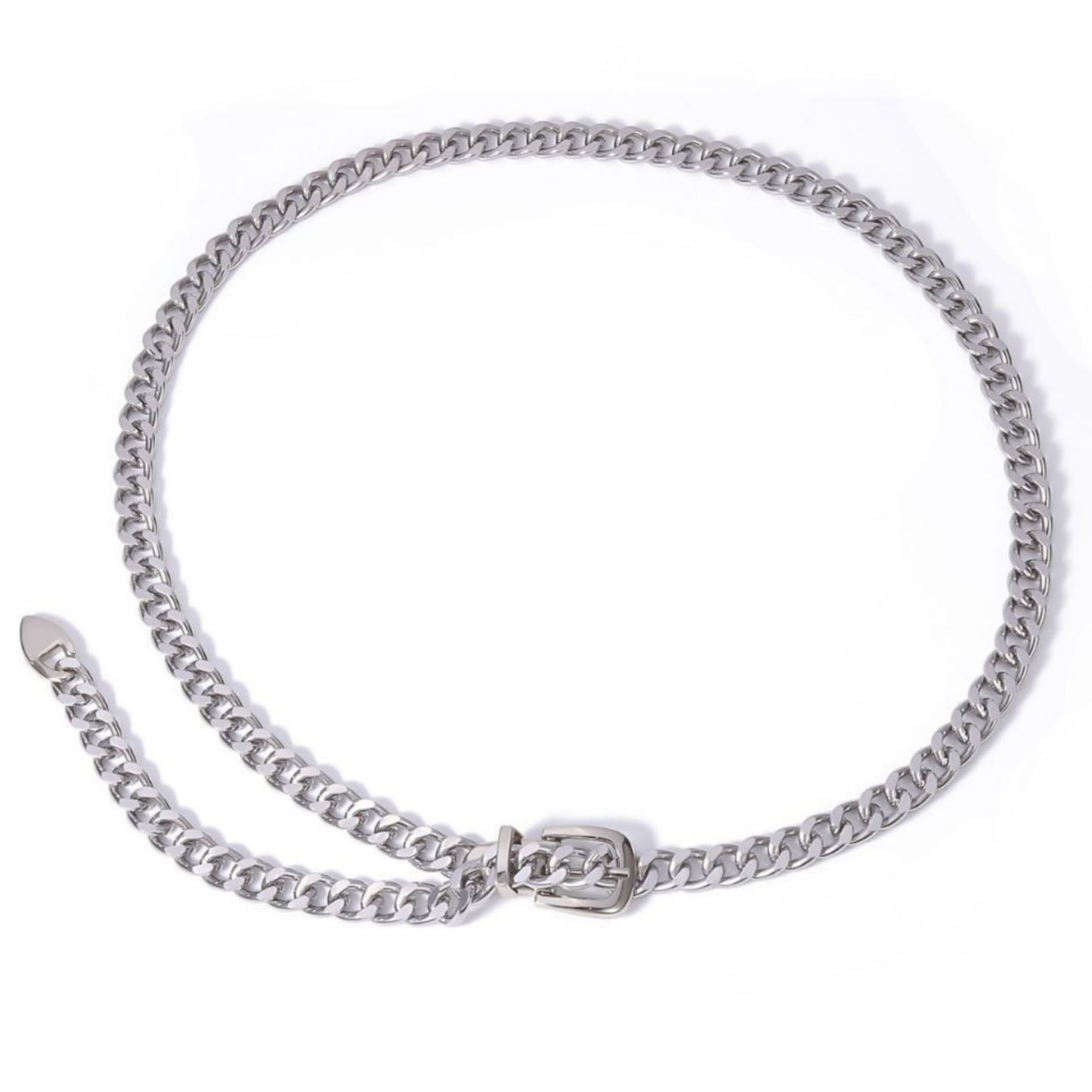 Chain Belt with Buckle Detail and Long Drop Accent 41.5x0.6in