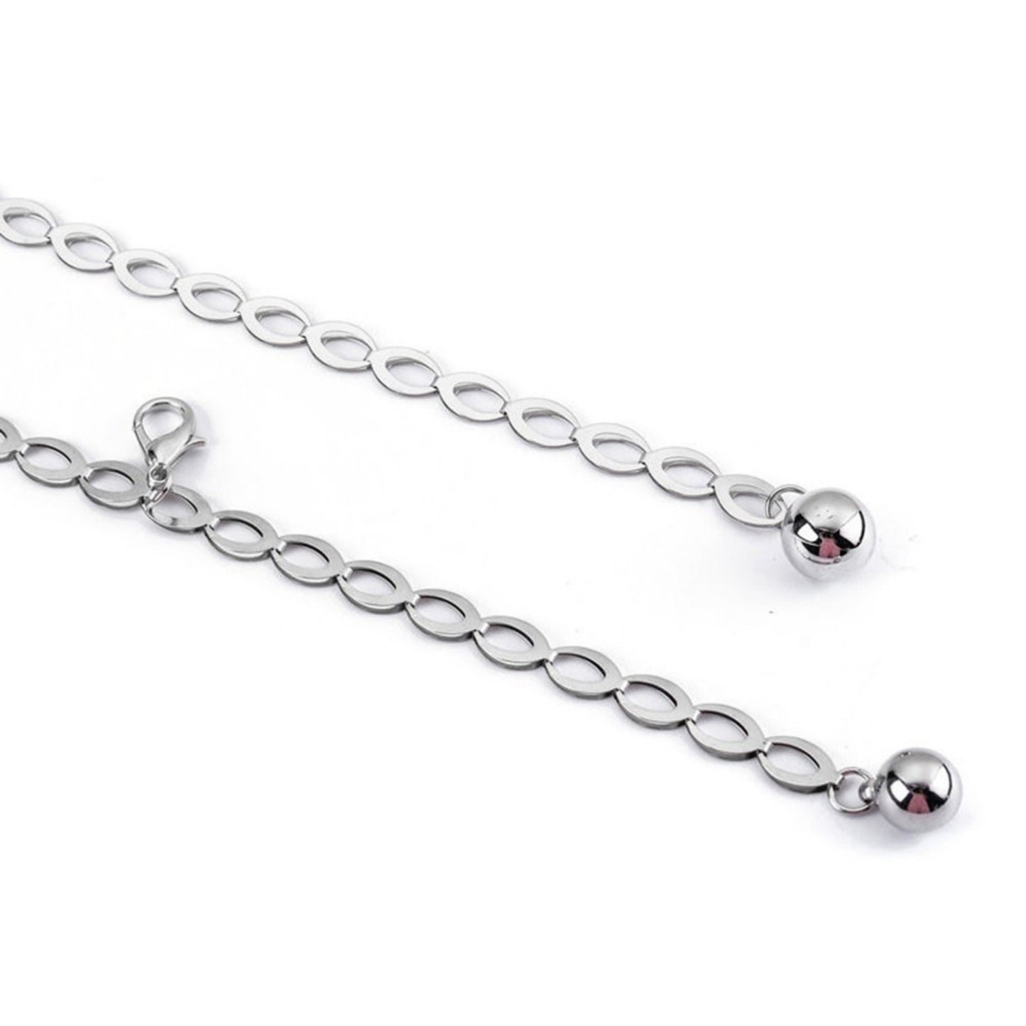 Chain Belt with Oval Link Design and Hanging Ball Accents 49x0.4in