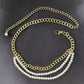 Gold Chain Belt with Double Pearl Strand Layered Design 41.5x0.4in