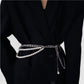 Gold Chain Belt with Double Pearl Strand Layered Design 41.5x0.4in