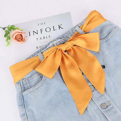 Silk Satin Scarf Belt Fashion Accessory for Dresses, Waist Cinching & Styling