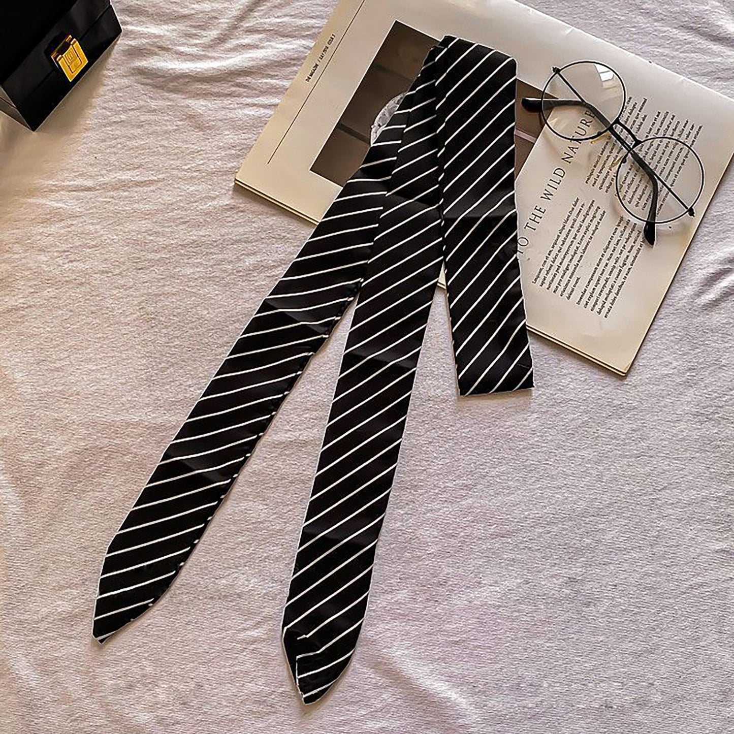 Black & White Striped Tie Belt Y2K Fashion Statement Belt