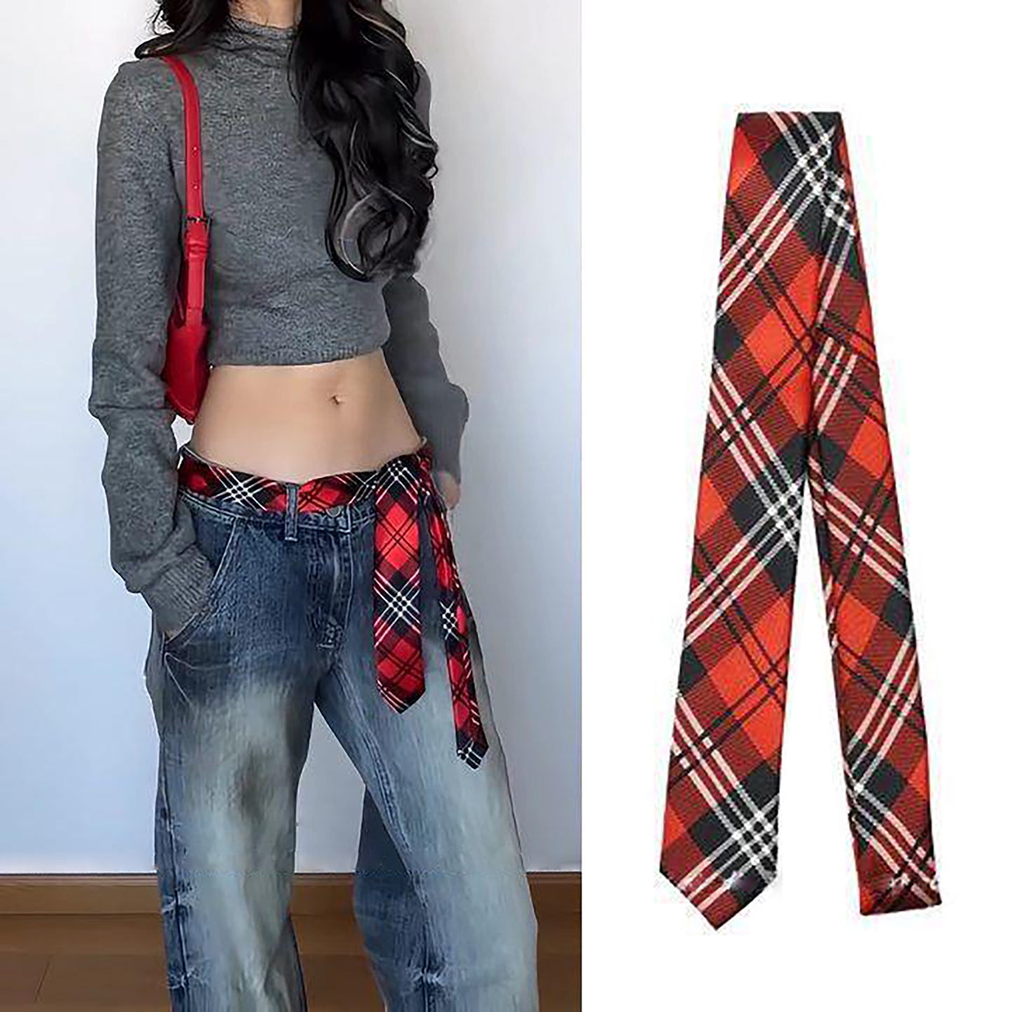 Black & White Striped Tie Belt Y2K Fashion Statement Belt