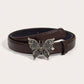 Butterfly Buckle Belt with Textured Strap and Metal Detailing 40.5x2 in