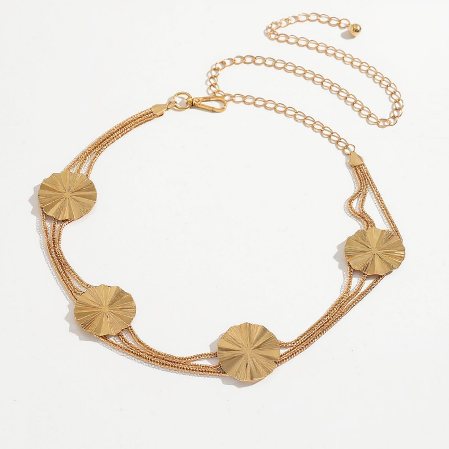 Multi-Chain Waist Belt with Geometric Disc Statement Design 45.5x2 in