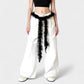 Feather Trim Fashion Belt with Long Drape Accent and Adjustable Tie Design 79x1.5 in