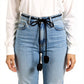 Slim Cord Waist Belt with Bow Tie Design and Adjustable Tassel Ends 65.5x0.8 in