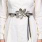 Floral Waist Belt with Sculpted Petal Design and Adjustable Elastic Band 45.5x0.6 in
