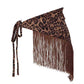 Leopard Print Fringe Waist Scarf Belt with Adjustable Tie 59x1 in