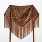 Leopard Print Fringe Waist Scarf Belt with Adjustable Tie 59x1 in