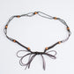 Braided Cord Waist Belt with Wooden Bead Accents and Adjustable Tie 67x1.7 in