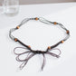 Braided Cord Waist Belt with Wooden Bead Accents and Adjustable Tie 67x1.7 in