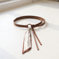 Faux Leather Waist Belt with Printed Scarf Accent and Adjustable Knot Design 53x0.8 in