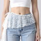 Sheer Lace Overlay Belt with Side Tie Detail 78.5x2in