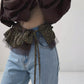 Leopard Print Ruffle Belt with Sheer Mesh Trim and Tie Closure 78.5x2in
