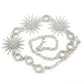 Radiant Sunburst Chain Belt with Rhinestone Embellished Medallions 44x2.7in