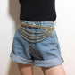 Multi-Layer Chain Belt with Mixed Link and Beaded Strand Details 25.5+13.7in