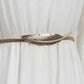 Metal Leaf Buckle Belt with Slim Adjustable Band and Textured Design 28.5x0.4in