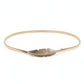 Metal Leaf Buckle Belt with Slim Adjustable Band and Textured Design 28.5x0.4in