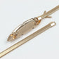 Metal Leaf Buckle Belt with Slim Adjustable Band and Textured Design 28.5x0.4in