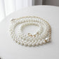 Pearl Beaded Chain Belt with Delicate Drop Pendant and Adjustable Clasp 43.5x0.8in