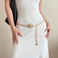 Circular Chain Belt with Interlocking Rings and Drop Pendant Detail 39.5+2.5in