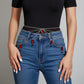 Multi-Layer Chain Belt with Teardrop Crystal Charms and Draped Chains 45.5x0.4in