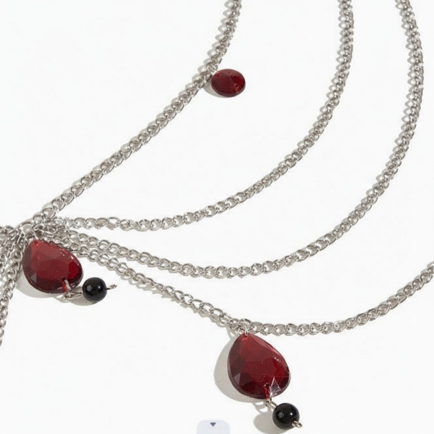 Multi-Layer Chain Belt with Teardrop Crystal Charms and Draped Chains 45.5x0.4in