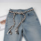 Braided Rope Belt with Wooden Bead Details and Tassel Ends 63x0.8in
