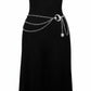 Layered Chain Belt with Crescent Moon and Sun Charms 45.5x0.8in