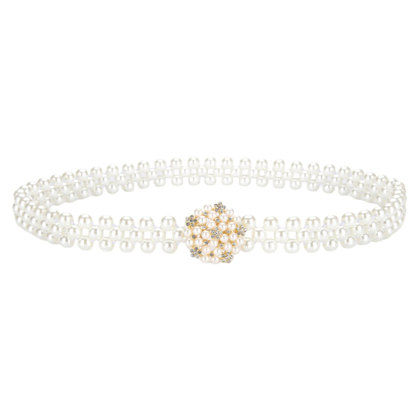 Womens Elastic Pearl Waist Belt with Stretch Fit Design