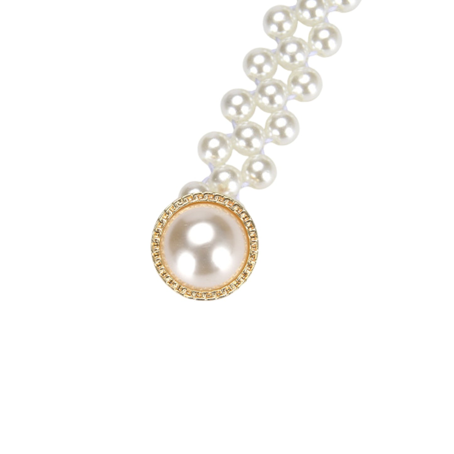Womens Elastic Pearl Waist Belt with Center Pearl Accent