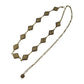 Vintage Inspired Engraved Metal Waist Chain with Floral Square Links 44 inches