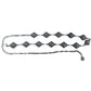 Vintage Inspired Engraved Metal Waist Chain with Floral Square Links 44 inches