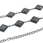 Vintage Inspired Engraved Metal Waist Chain with Floral Square Links 44 inches