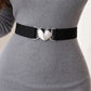Womens Elastic Waist Belt with Heart Buckle