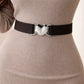 Womens Elastic Waist Belt with Heart Buckle